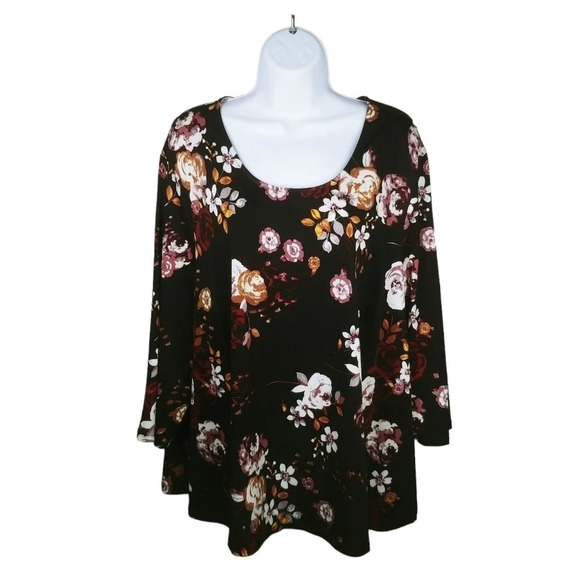 Jules  & Leopold Black Floral Top Business Casual Blouse 3X - Picture 1 of 7